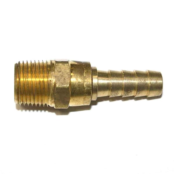 Interstate Pneumatics Brass Hose Fitting, Connector, 3/8 Inch Swivel Barb x 3/8 Inch Male NPT End FMS166 - main